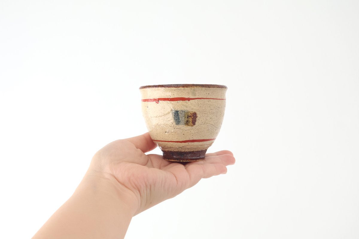 Japanese Cup Red Lines | Yunomi Shigaraki Ware