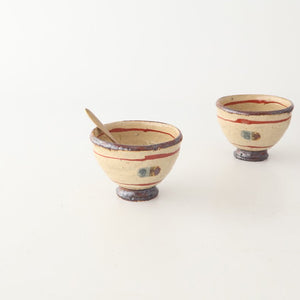 Sake Cup Guinomi Brown and Red Lines | Shigaraki Ware