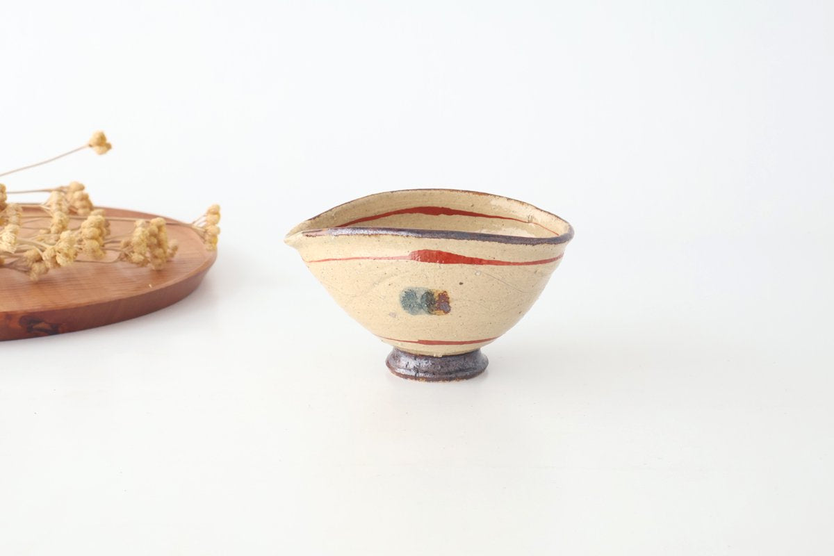 Katakuchi Small Bowl Brown and Red Lines | Shigaraki Ware