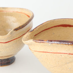 Katakuchi Small Bowl Brown and Red Lines | Shigaraki Ware