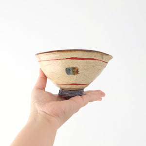 Katakuchi Small Bowl Brown and Red Lines | Shigaraki Ware