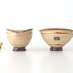 Katakuchi Small Bowl Brown and Red Lines | Shigaraki Ware