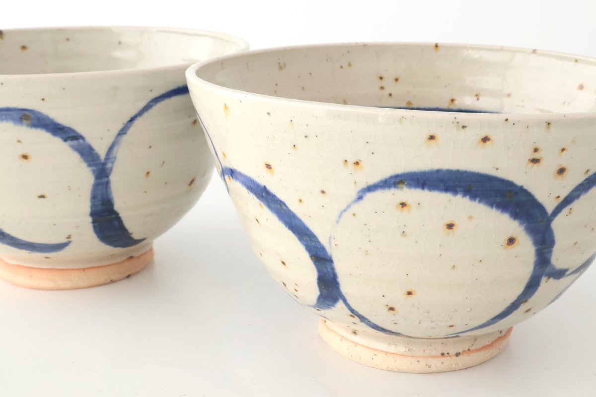 Donburi Bowl Blue Circles  | Shigaraki Ware