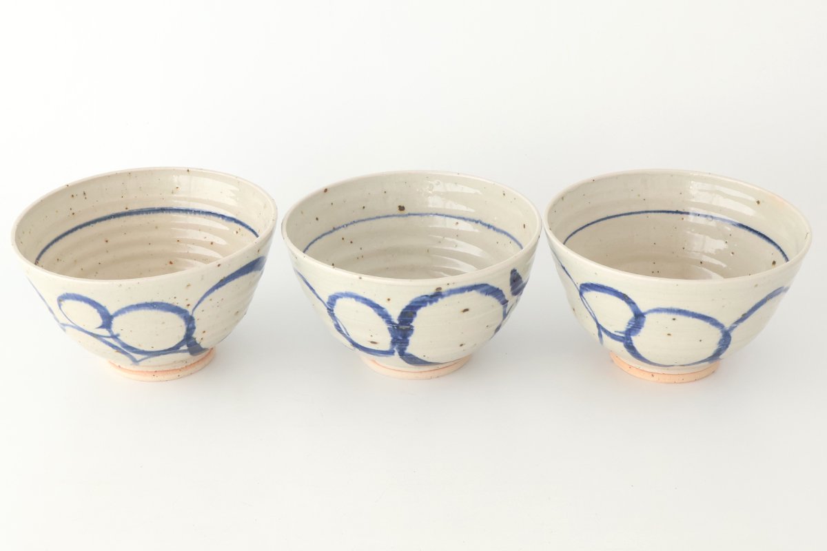 Donburi Bowl Blue Circles  | Shigaraki Ware