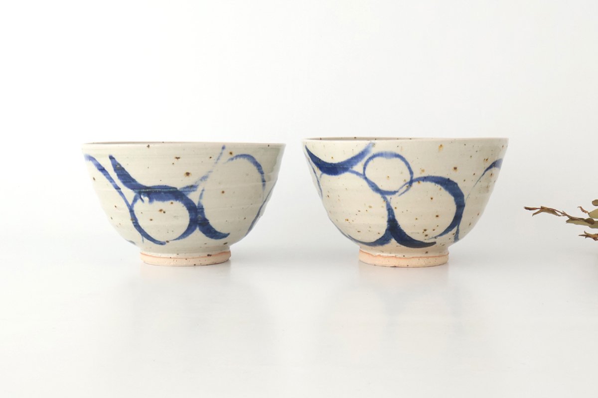 Donburi Bowl Blue Circles  | Shigaraki Ware