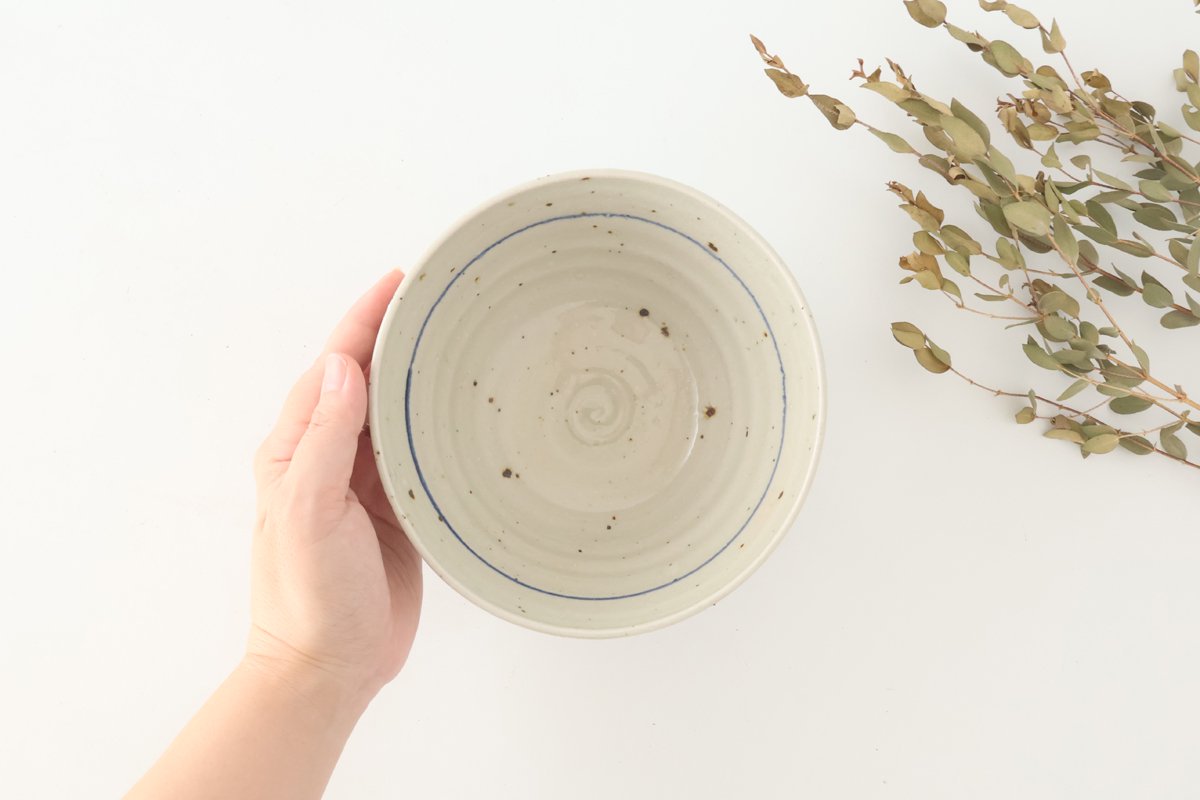 Donburi Bowl Blue Circles  | Shigaraki Ware