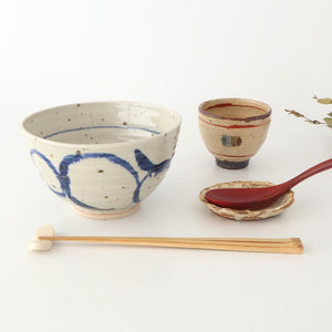 Donburi Bowl Blue Circles  | Shigaraki Ware