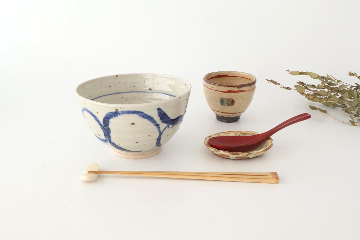 Donburi Bowl Blue Circles  | Shigaraki Ware