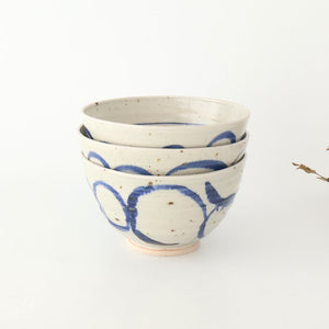 Donburi Bowl Blue Circles  | Shigaraki Ware