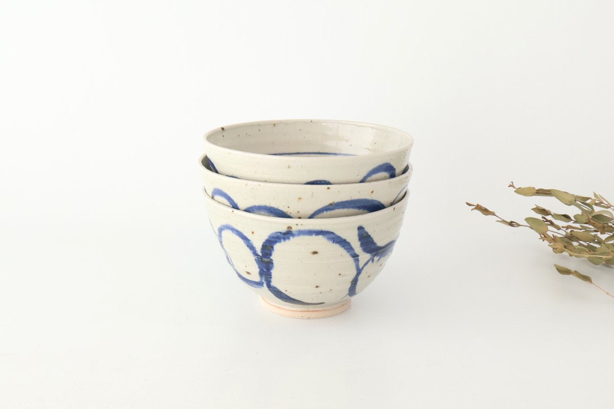 Donburi Bowl Blue Circles  | Shigaraki Ware