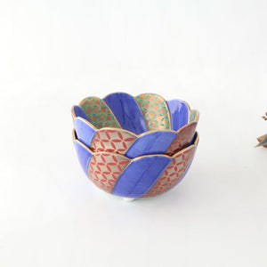 Flower-shaped Bowl Gold and Silver Shippo Pattern | Kobachi Arita Ware