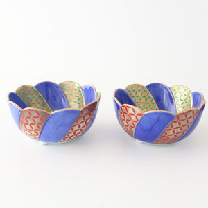 Flower-shaped Bowl Gold and Silver Shippo Pattern | Kobachi Arita Ware