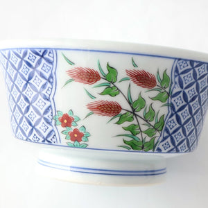 Round Bowl Red Wheat and Peony | Serving Bowl Arita Ware