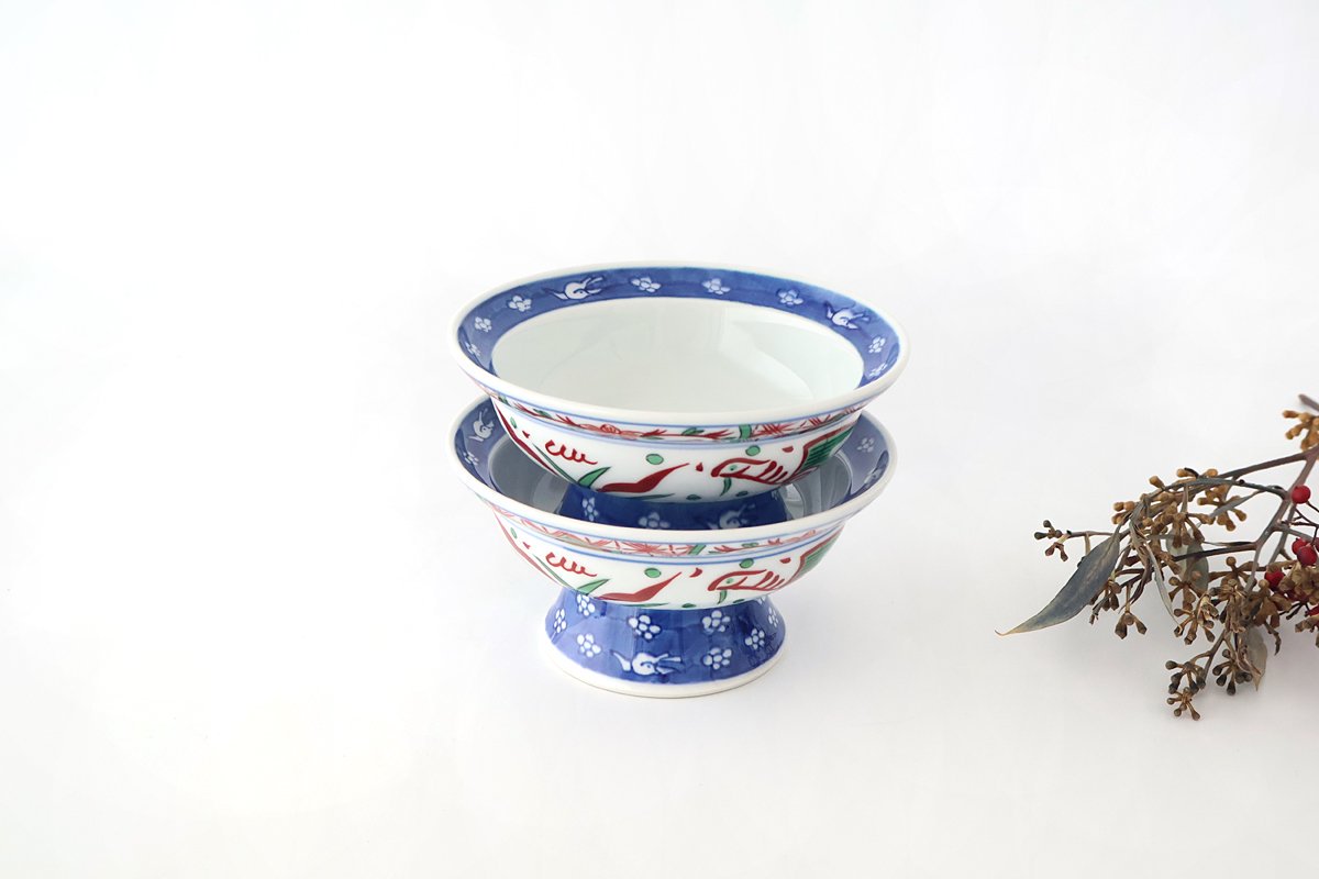 Stand Bowl Flower and Birds | Serving Bowl Arita Ware