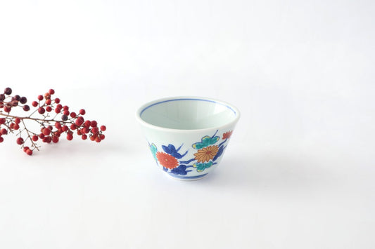 Japanese Cup Gold and Red Chrysanthemum | Yunomi Arita Ware