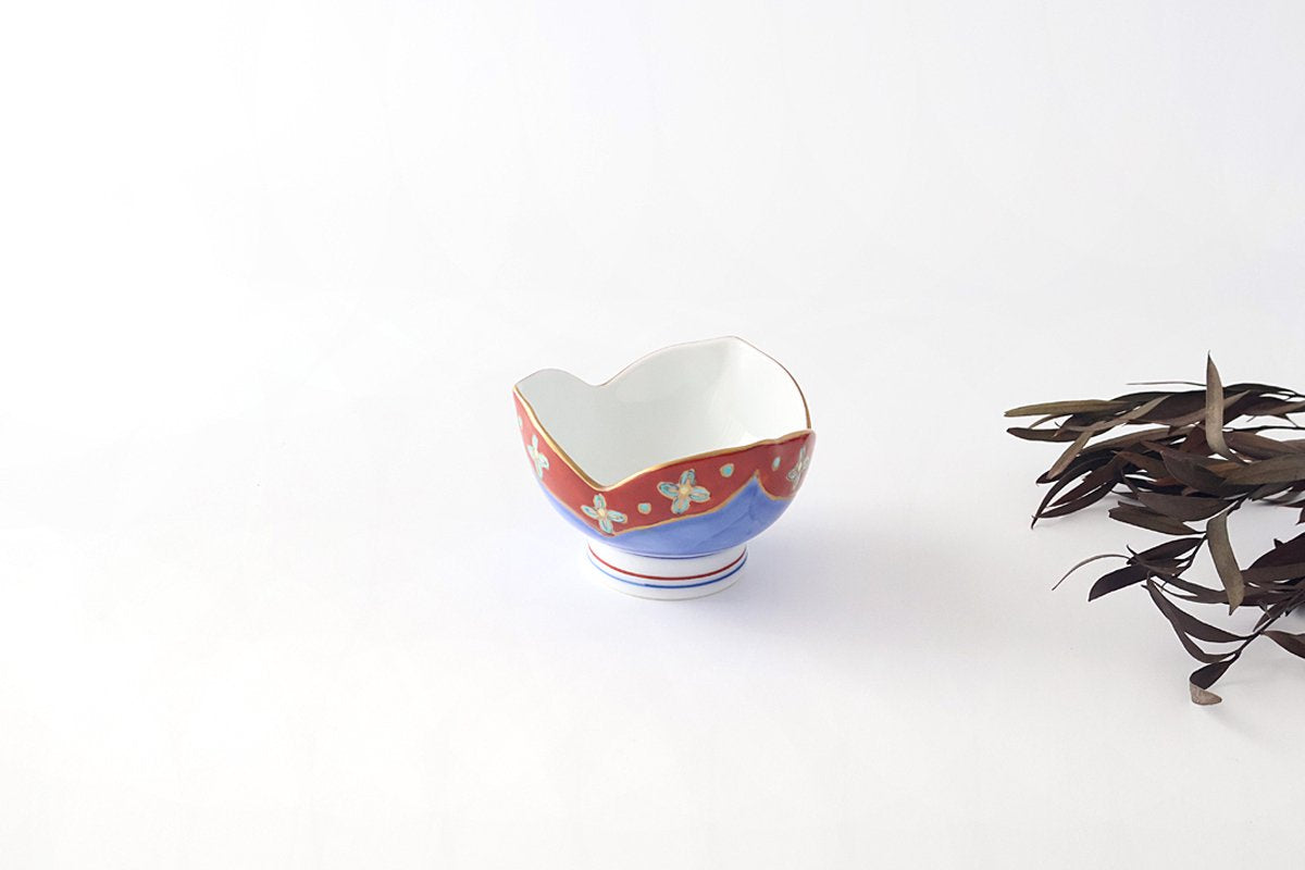 Small Bowl Flower-shape Blue and Red | Kobachi Arita Ware