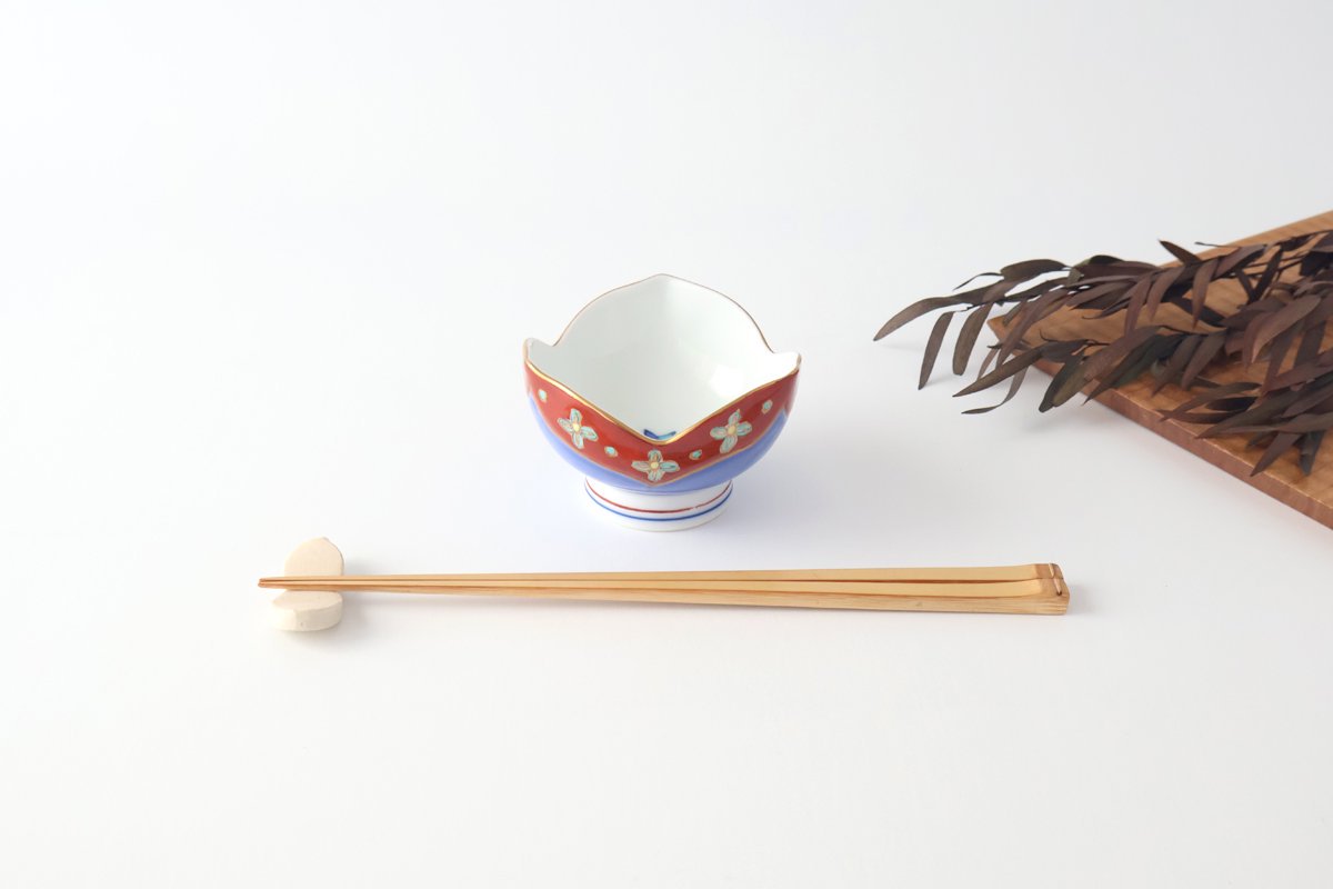 Small Bowl Flower-shape Blue and Red | Kobachi Arita Ware