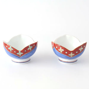 Small Bowl Flower-shape Blue and Red | Kobachi Arita Ware