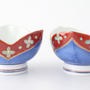 Small Bowl Flower-shape Blue and Red | Kobachi Arita Ware