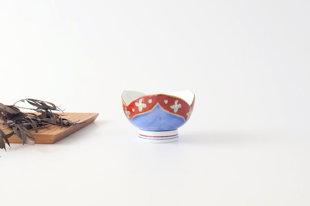 Small Bowl Flower-shape Blue and Red | Kobachi Arita Ware