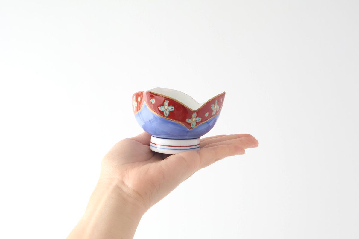 Small Bowl Flower-shape Blue and Red | Kobachi Arita Ware