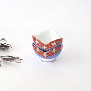 Small Bowl Flower-shape Blue and Red | Kobachi Arita Ware