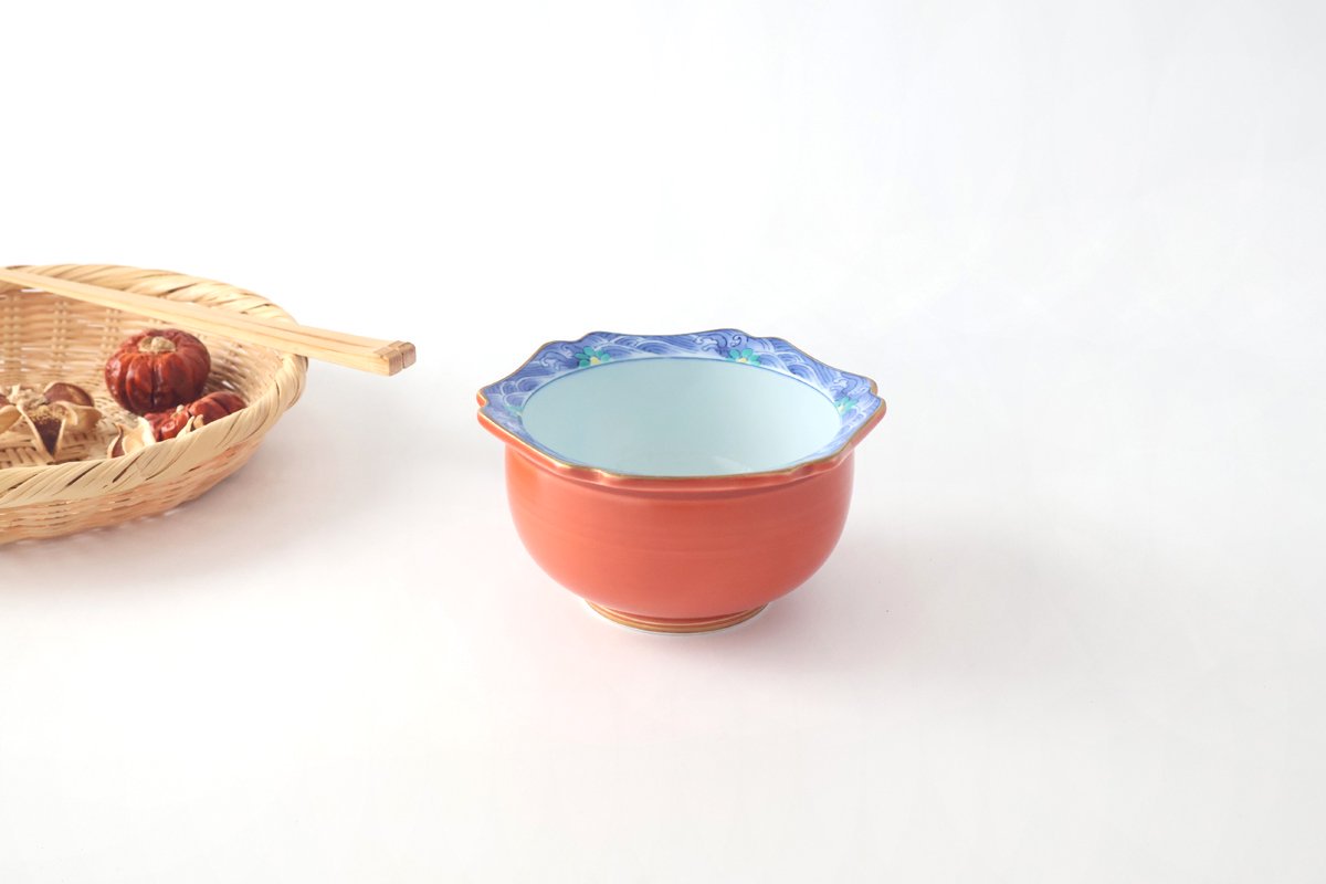 Small Bowl Blue Wave Red | Kobachi Bowl Arita Ware