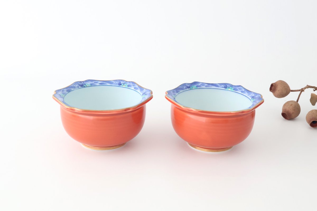 Small Bowl Blue Wave Red | Kobachi Bowl Arita Ware