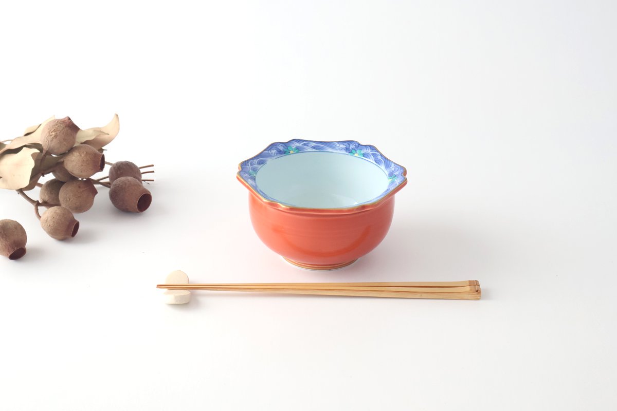 Small Bowl Blue Wave Red | Kobachi Bowl Arita Ware