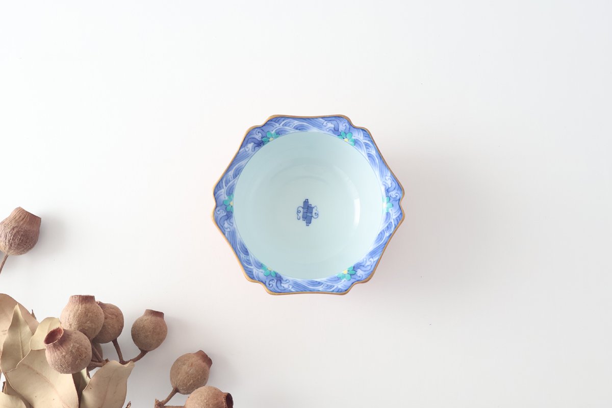 Small Bowl Blue Wave Red | Kobachi Bowl Arita Ware