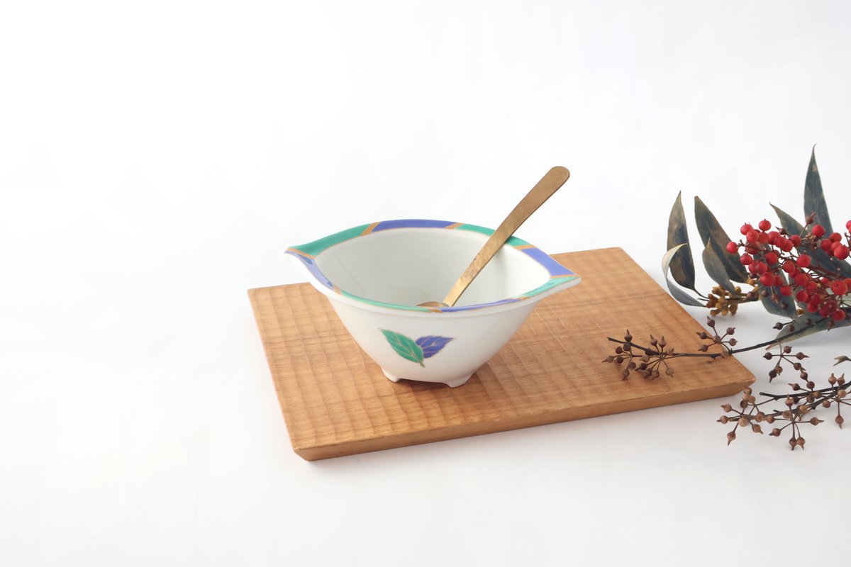 Small Bowl Blue and Green Leaf | Kobachi Arita Ware