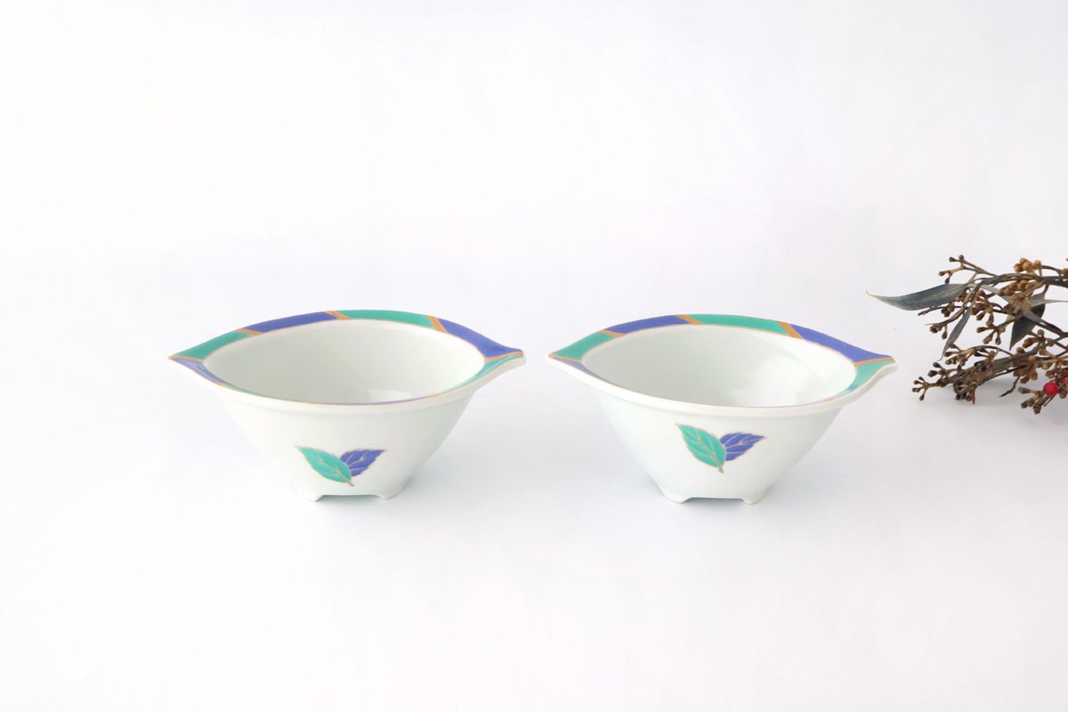 Small Bowl Blue and Green Leaf | Kobachi Arita Ware