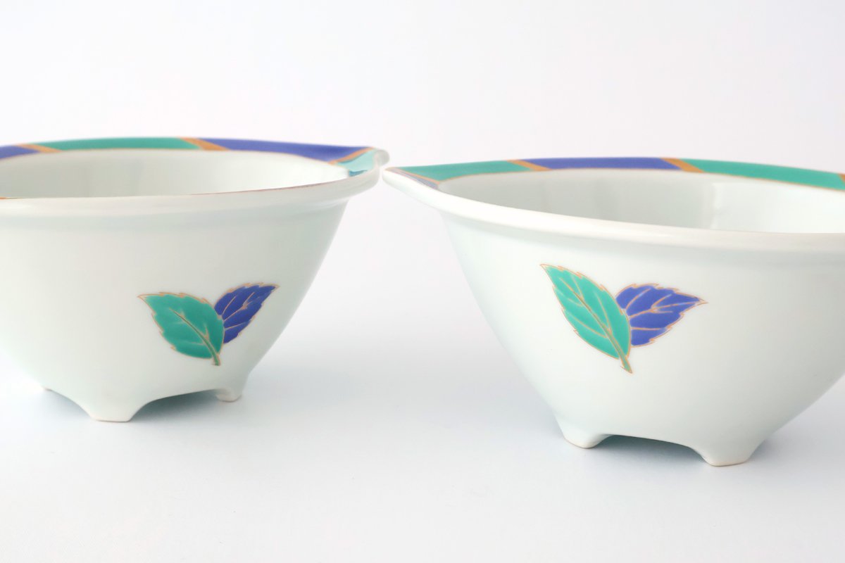 Small Bowl Blue and Green Leaf | Kobachi Arita Ware