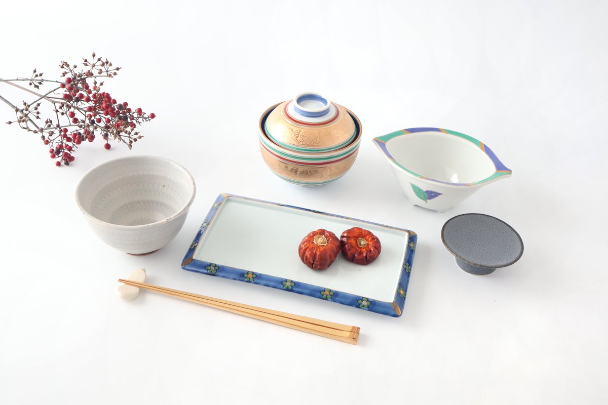 Small Bowl Blue and Green Leaf | Kobachi Arita Ware