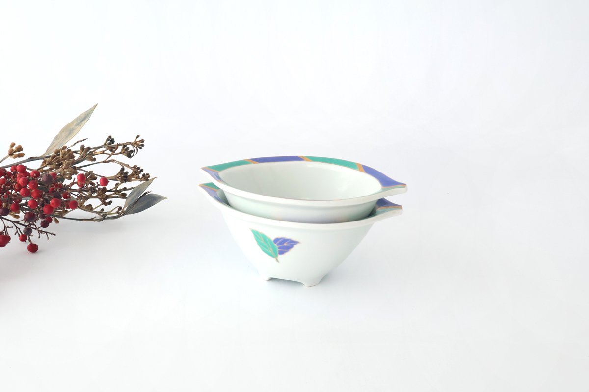 Small Bowl Blue and Green Leaf | Kobachi Arita Ware