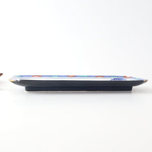 Long Square Plate Plum,Pine and Blue Wave | Sushi Plate Arita ware