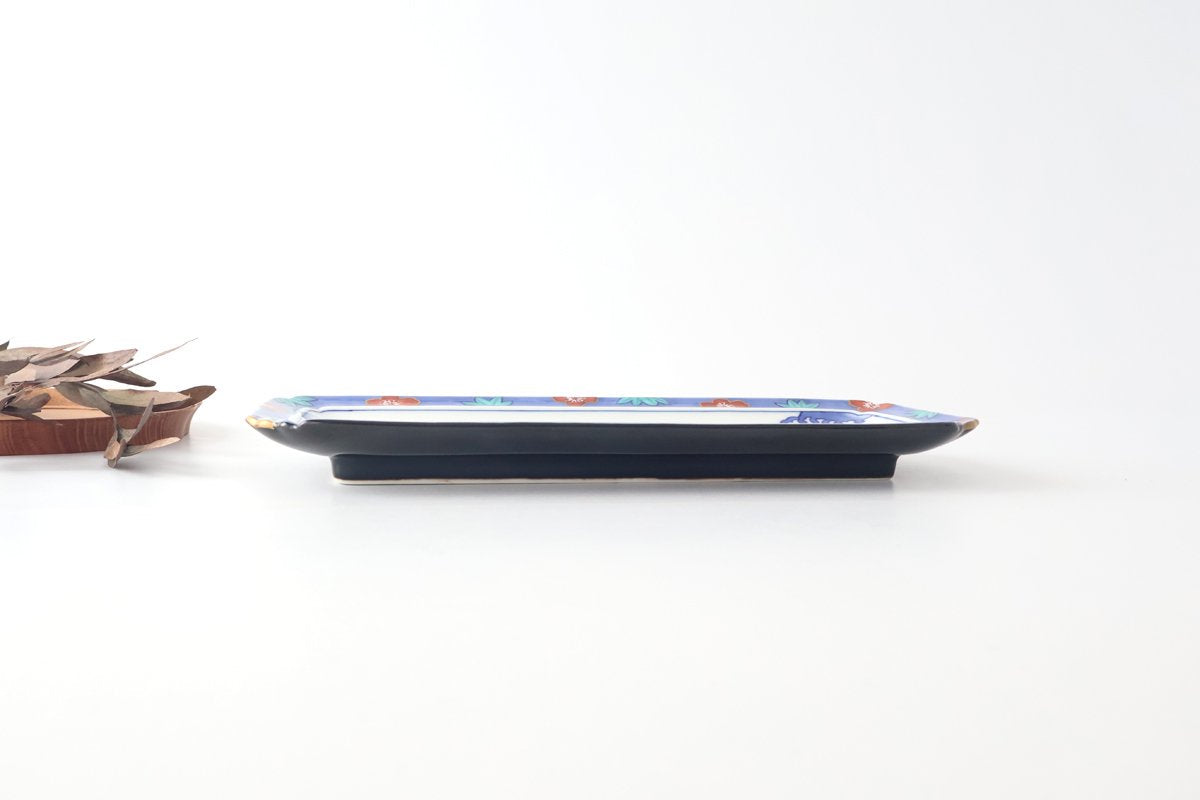 Long Square Plate Plum,Pine and Blue Wave | Sushi Plate Arita ware