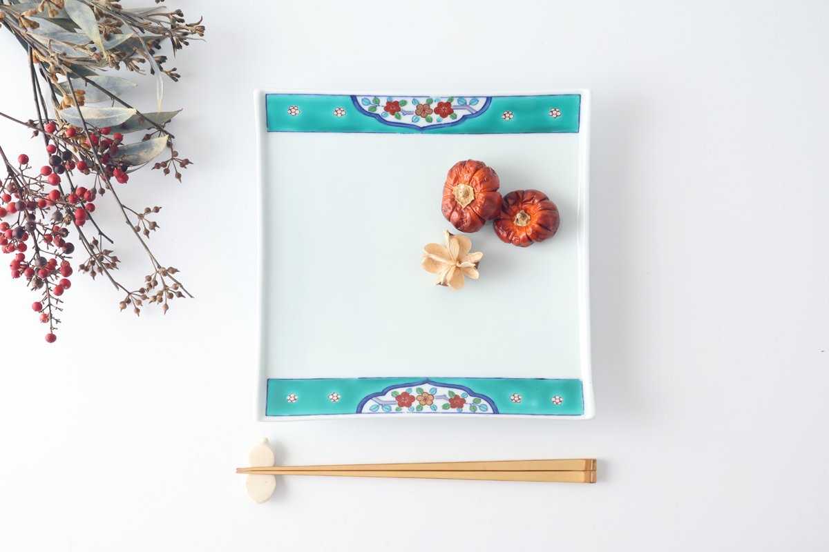 Square Plate Red and White Flower | Arita Ware