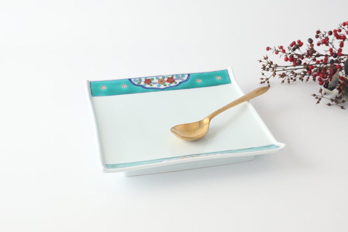 Square Plate Red and White Flower | Arita Ware