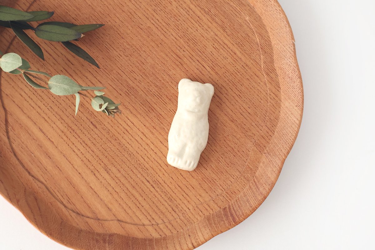 Chopstick Rest Bear White | Hashioki Shigaraki Ware