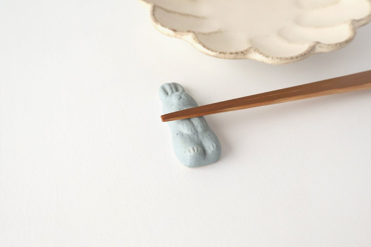 Chopstick Rest Rabitt Blue | Hashioki Shigaraki Ware