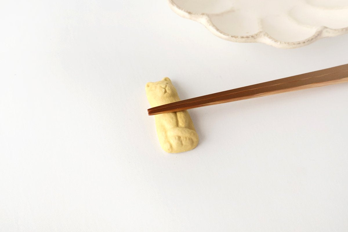 Chopstick Rest Cat Yellow | Hashioki Shigaraki Ware