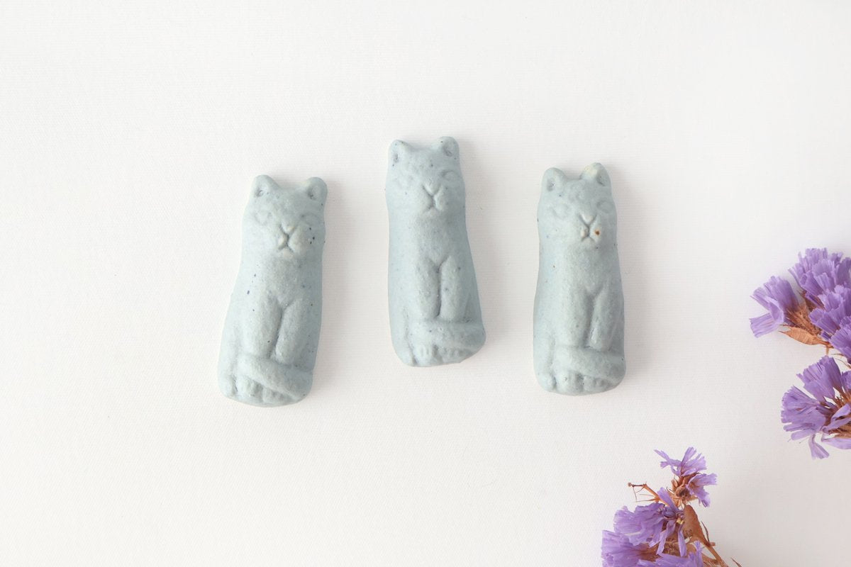 Chopstick Rest Cat Blue | Hashioki Shigaraki Ware