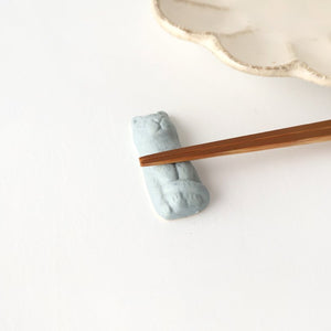 Chopstick Rest Cat Blue | Hashioki Shigaraki Ware