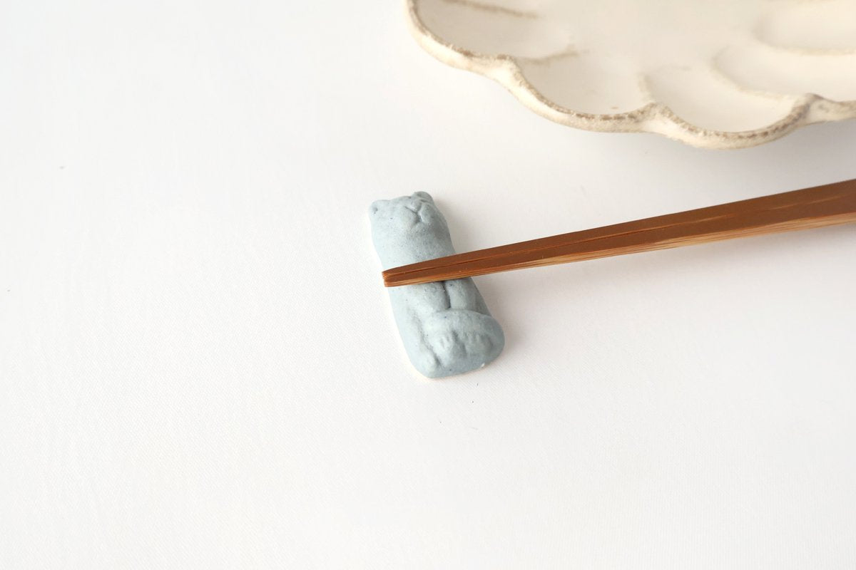 Chopstick Rest Cat Blue | Hashioki Shigaraki Ware