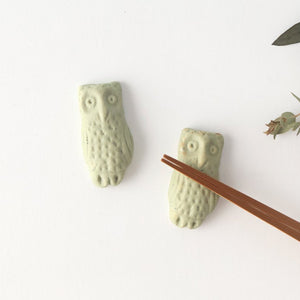 Chopstick Rest Owl Light Green | Hashioki Shigaraki Ware