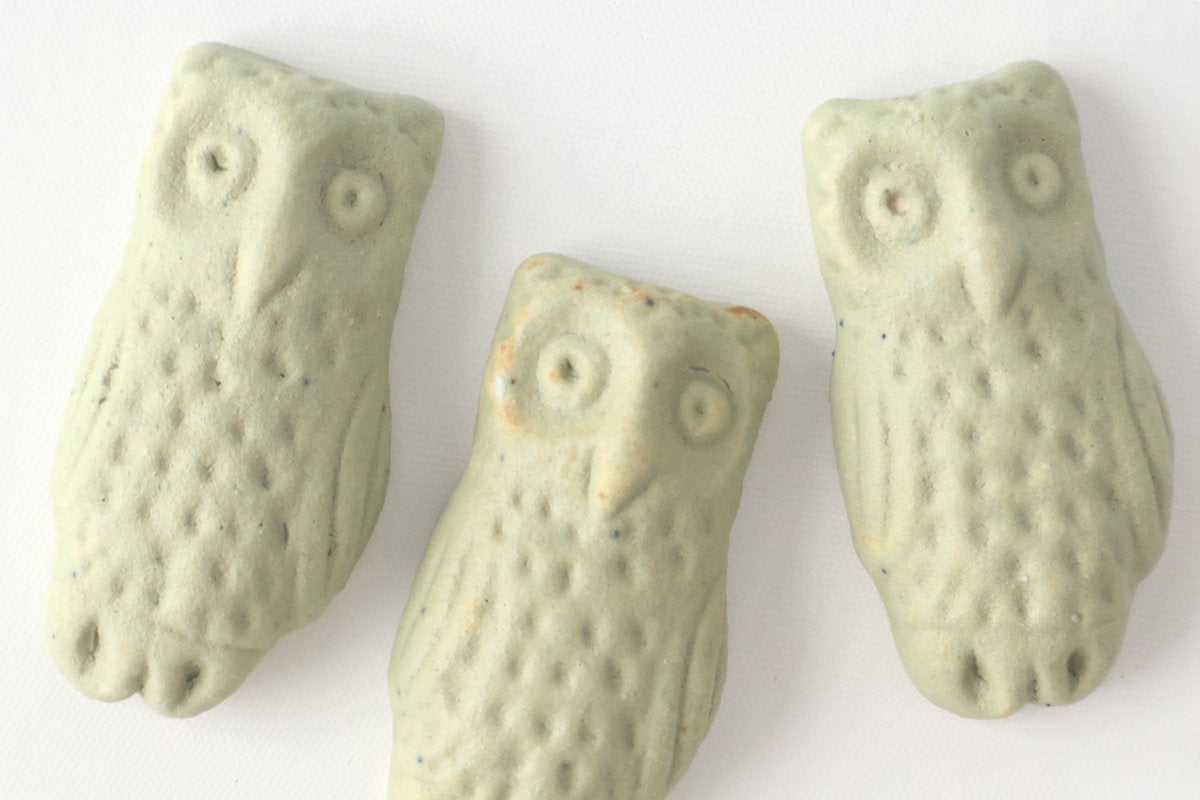 Chopstick Rest Owl Light Green | Hashioki Shigaraki Ware