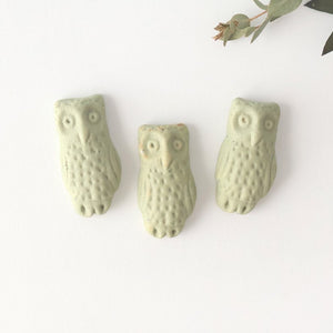 Chopstick Rest Owl Light Green | Hashioki Shigaraki Ware