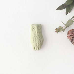 Chopstick Rest Owl Light Green | Hashioki Shigaraki Ware