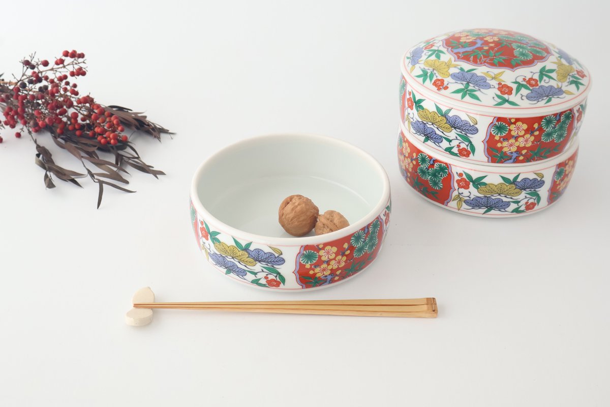 Three-tier Jyubako Bento BoX Shochikubai | Arita Ware